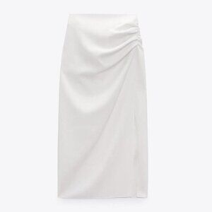 Zara white midi draped skirt size small 8000/878